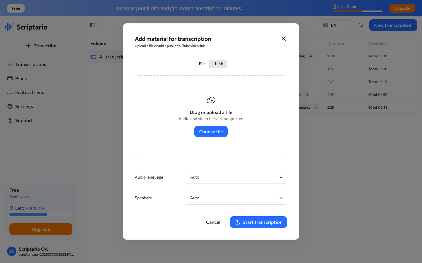 File upload in Scriptario