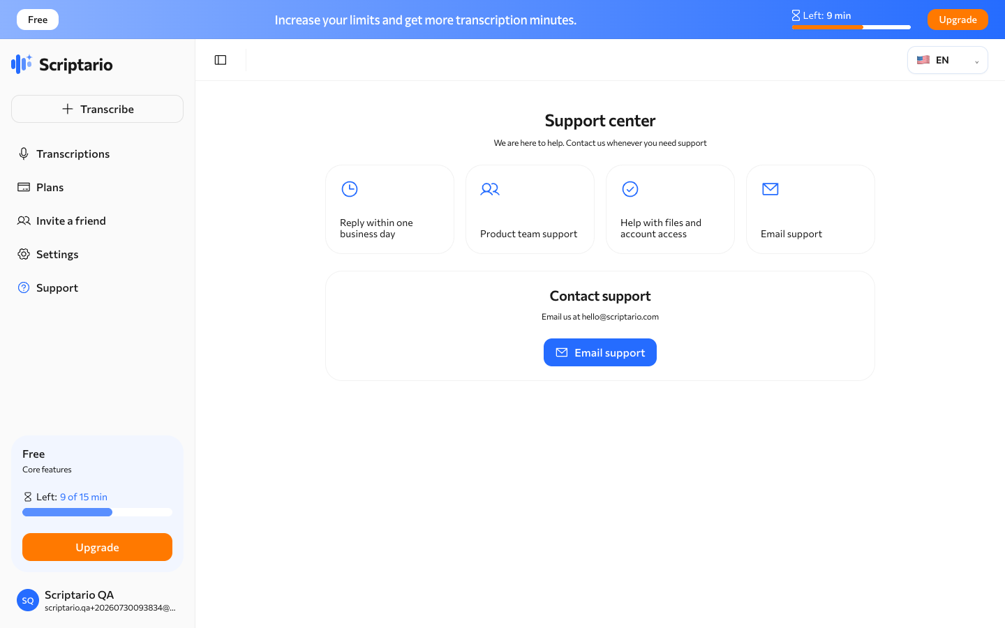 Scriptario support page