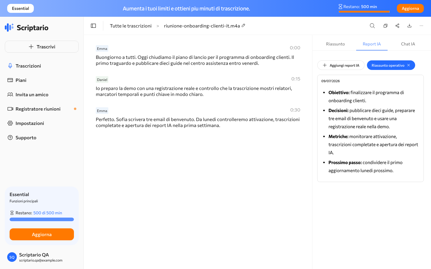 Modelli di report IA