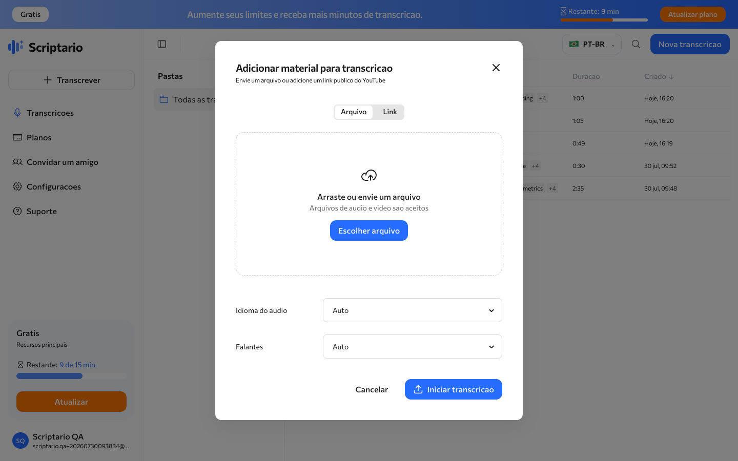 Envio de arquivo no Scriptario
