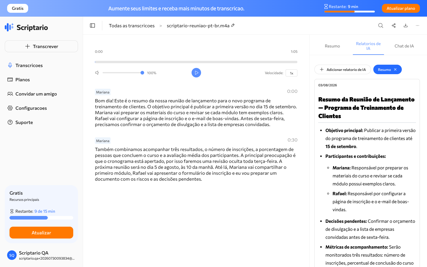Modelos de relatórios com IA
